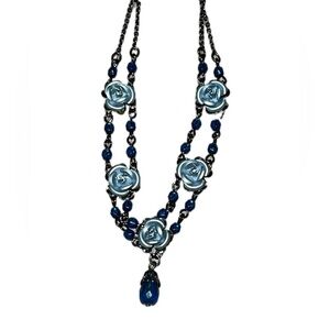 Avon Elegant Blue Rose Necklace